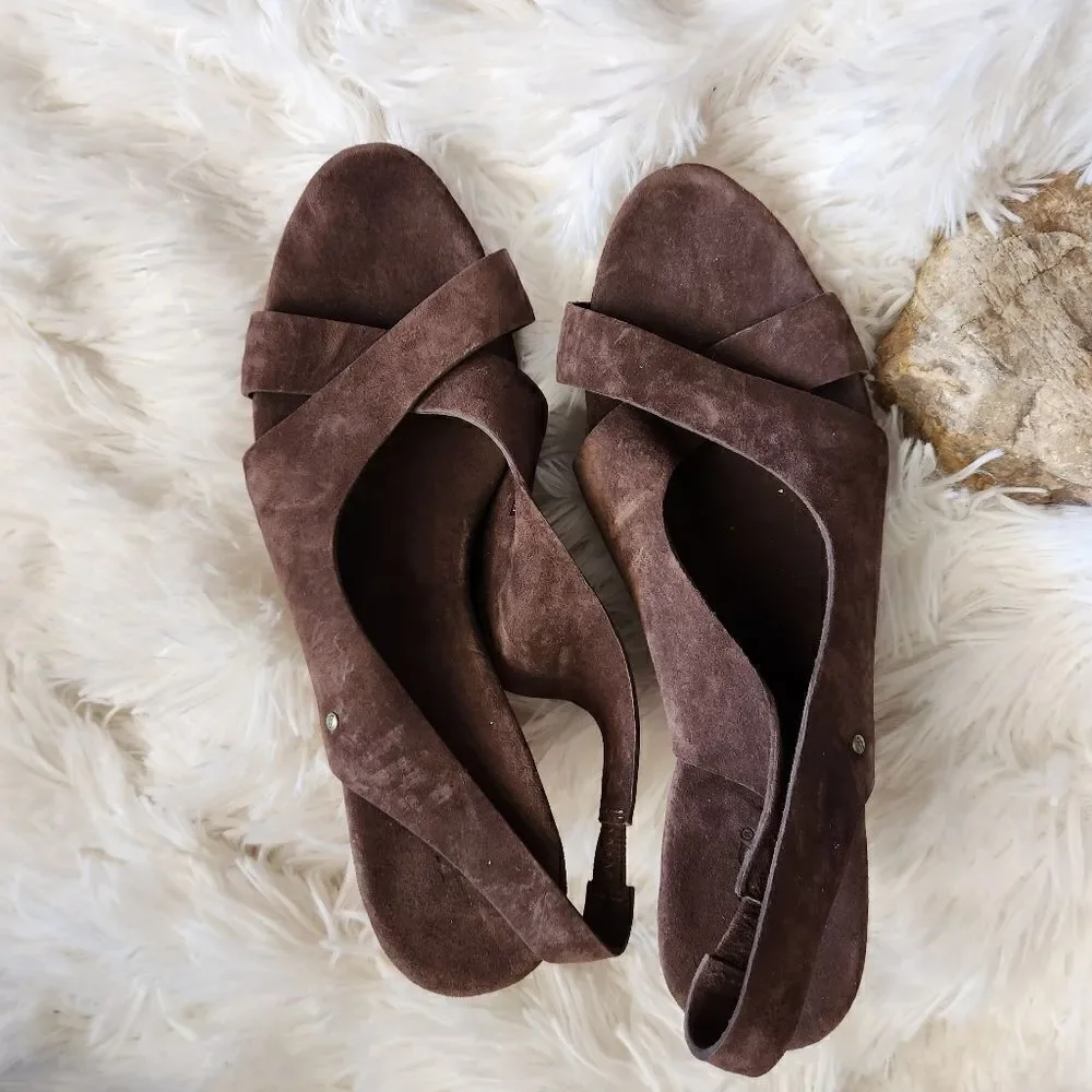 Ugg Hazel leather wrapped cork wedges